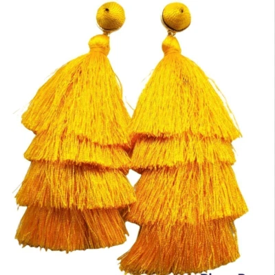 NWT Yellow Dangling Tassel Earrings - Image 1 of 3