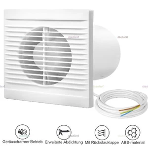 100mm Badlüfter Wandlüfter Küche Mit Rückflussleitblech Ventilator Silent DE - Bild 1 von 9