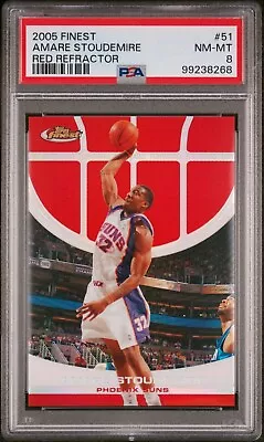 2005 TOPPS FINEST AMARE STOUDEMIRE #51 RED REFRACTOR /169 PSA 8 NM-MT SUNS - Image 1 of 3