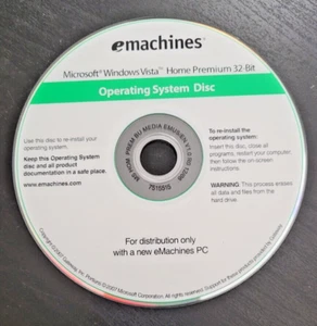 Microsoft Windows Vista Home Premium Family 32 Bit Operating System Disc - Picture 1 of 1