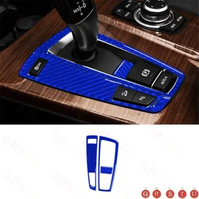 Blue Carbon Fiber Inner Gear Shift Trim For BMW X3 F25 X4 F26 2011-2017 Type B - Image 1 of 4