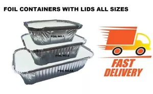 Alufolie Heiß Lebensmittel Behälter Box + Deckel Home Takeaway 3 ALLE GRÖßEN x 20 - Bild 1 von 11