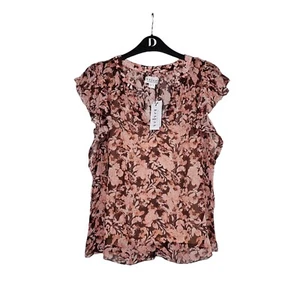 Velvet By Graham Spencer Womens Blouse Pink XS Floral Short Sleeves - Picture 1 of 9