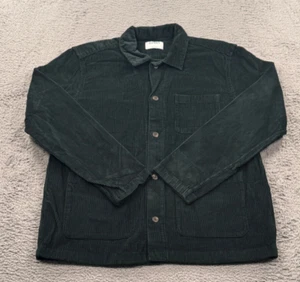 Vintage Old Navy Men Corduroy Shacket Shirt Large Green Utility Safari Pocket - Picture 1 of 10