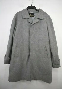 Vintage Lakeland Mens Gray Button Front 100% New Wool Heavy Coat Overcoat 44 - Picture 1 of 11