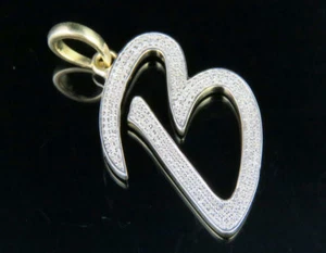 Pendentif Initial Lettre B En Or Jaune 10K Réel Avec Un Vrai Diamant De 0,50 Ct - Picture 1 of 5