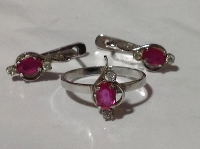 Orecchini Anello Argento 925 Misura 8 Rubino Sintetico Regalo, 211 - Immagine 1 di 4