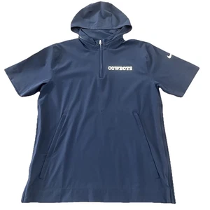 New Nike Dallas Cowboys Sideline 1/2 Zip Short Sleeve Hooded Jacket Size Medium - Picture 1 of 16