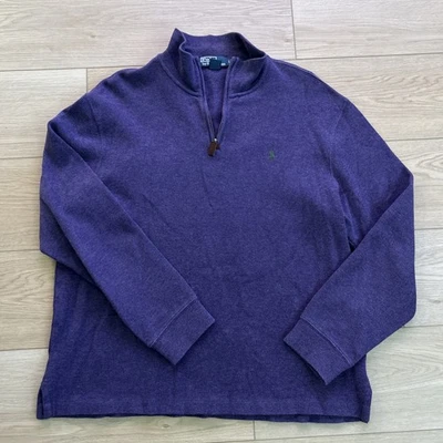 VTG Polo Ralph Lauren Mens 1/4 Zip Estate Rib Knit Sweater Purple Size Large - Image 1 of 4