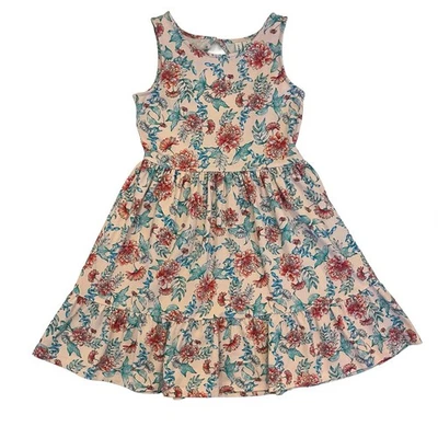 Vestido Janie and Jack Sin Mangas Niñas 8 Rosa Floral Patinador Volantes Jersey Elástico Foto 1 de 4