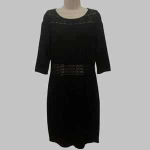 Calvin Klein Etuikleid schwarz Strick figurbetont L offen Strickdetail gefüttert - Bild 1 von 11