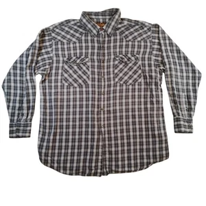Walls Hemd Herren XL blau grau kariert Western Druckknopfleiste Ranch Wear Baumwolle - Bild 1 von 12