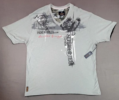 Quilted Giraffe Men's 5XL Grey V-neck T-shirt Short-sleeve - Image 1 of 4