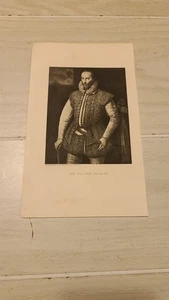 Antigua placa de impresora Sir Walter Ralegh página única 9"x5,5" - Imagen 1 de 2