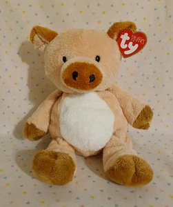 Ty 2002 Pluffies Corkscrew Pink Pig Stuffed Animal Beanbag Plush Toy 10" Tag - Picture 1 of 10