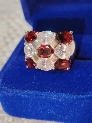 Anello In argento Bagnato In oro Con Granati - Immagine 1 di 4