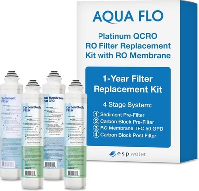 Aqua Flo Platinum QCRO 4-Stage Quick-Change RO Filter Kit with 50 GPD Membrane - Image 1 of 4