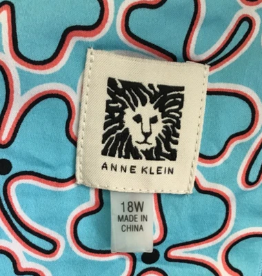 Anne Klein party wedding dress 18 blue Fit & Flare sleeveless shamrock floral - Image 1 of 4