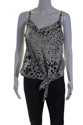 Bella Dahl Womens Animal Print Cowl Neck Tank Top Green Black Size Medium - Image 1 of 4