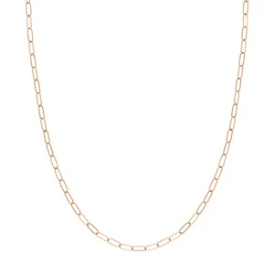 3mm Paperclip Long Link Chain Necklace 14K Real Rose Gold - Picture 1 of 3