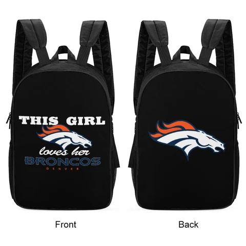 Denver Broncos 2-sided Print Bag Travel Backpack Schoolbag Hiking Bag 17 " Cover