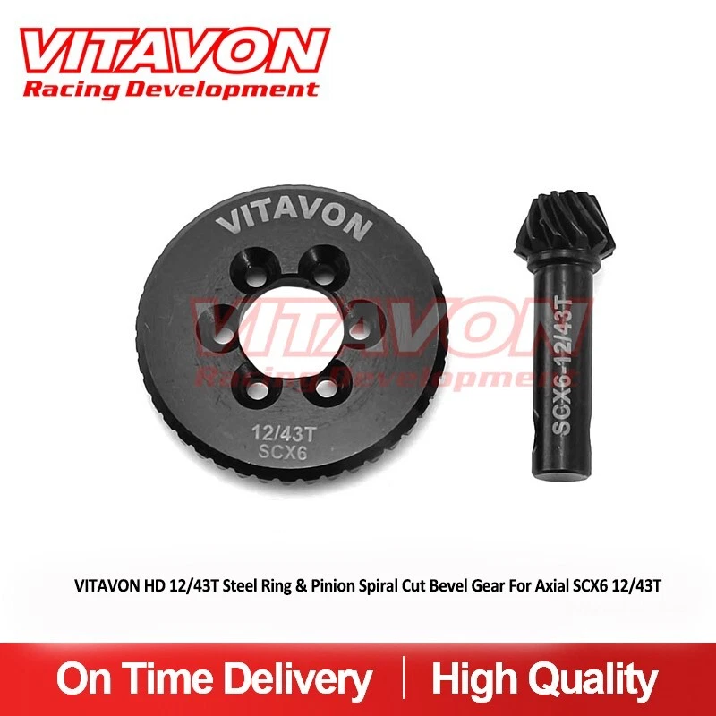 Vitavon HD steel Ring & Pinion Spiral cut Bevel Gear for Axial SCX6 12/43T - Image 1 of 2