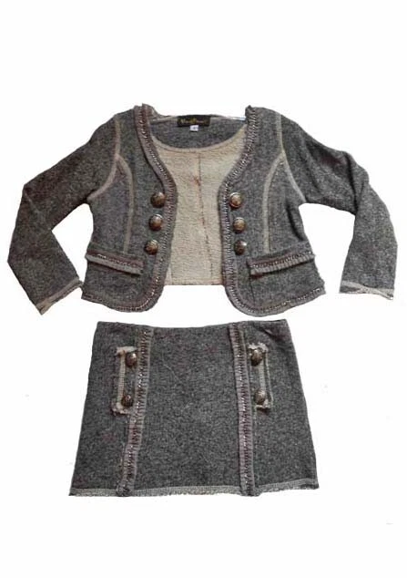 NUEVO Hannah Banana Niñas 2 piezas Chanel-Magic Blazer y Falda Gris Conjunto talla 7 $120 Foto 1 de 1