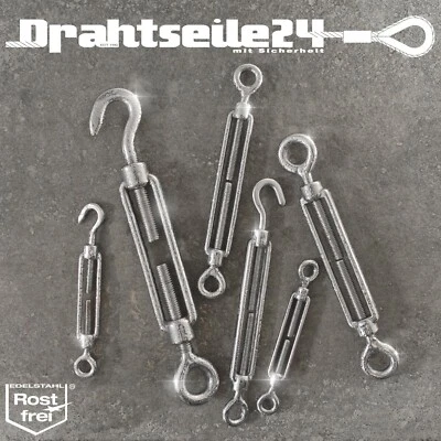 Spannschlösser DIN 1480 Edelstahl Drahtseil M5 M6 M8 M10 Spannschloss V4A 316 - Bild 1 von 4