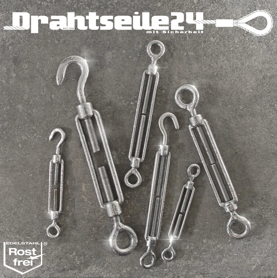 Edelstahl Drahtseilspanner Spannschloss Stahlseilspanner M5 M6 M8 M10 Rostfrei - Bild 1 von 4