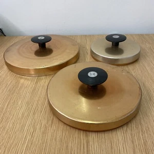 3 x Vintage Tower Brand Gold Copper Coloured Saucepan Lids Only 20m 15m 23cm - Picture 1 of 8