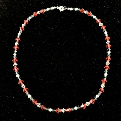 Handcrafted Necklace - Sterling Silver and Swarovski Crystal Beads 15" - Image 1 of 4