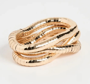 Shashi Sneik Stretch Bracelet Set (3) 14K Gold Plated New in Bag