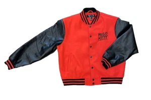 Hello Kitty Sanrio Forever 21 Herren schwarz rot Letterman College Jacke X-Large - Bild 1 von 14