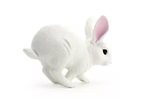 Rabbit White Realistic Small Toy Model Plastic Replica Animal Gift 4" OK22 - Picture 1 of 6