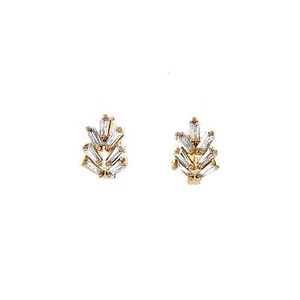 Zirconia Stones Huggies earrings 10k gold filled - Picture 1 of 7