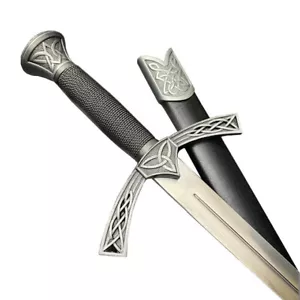 Medieval Celtic Knight Dagger Sword Black Medium Antique Silver New - Picture 1 of 7