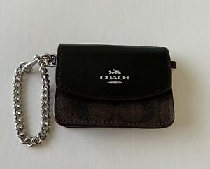 Coach rigid card wallet with chain, 4in x 3in (C20)