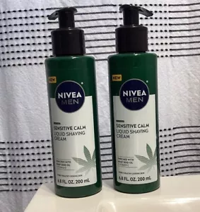 2x Nivea Men Sensitive Calm Liquid Shaving Cream Pump Bottle 6.8 oz - Picture 1 of 3