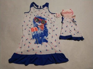 NWT Girls 5-6 July 4 Nightgown Matching Doll Gown Fits 18" Doll American Girl - Picture 1 of 1