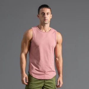 New Cotton T-shirt Men's Fitness Sports Tank Top Bottom Sleeveless Top - Picture 1 of 30