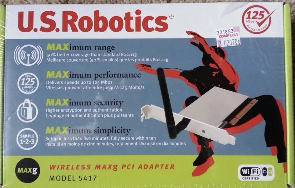US Robotics Wireless Max  G PCI Adapter  USR 5417 - Image 1 of 1