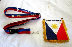 4"x6" Philippines Mini Banner Flag&Philippines ID Badge Holder Lanyard Keychain - Imagen 1 de 4