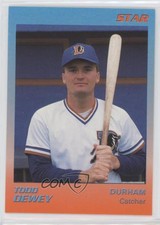 1989 Star Durham Bulls Blue/Orange White Card Stock Orange Ink Back Todd Dewey