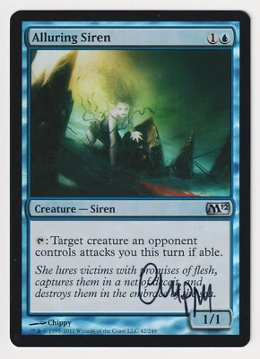 Signed FOIL Alluring Siren MP Magic 2012 M12 Artist Chippy MTG Blue Uncommon EDH - Image 1 of 2