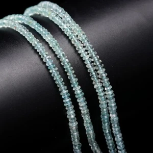 Cuentas curativas de piedras preciosas rondelle facetadas aguamarina azul natural de 3-4 mm AAA++ 13" - Imagen 1 de 12