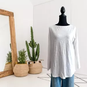 J.Jill Women’s S Roll Tab Long Sleeve 100% Cotton 3 Buttoned Back Top White - Picture 1 of 12