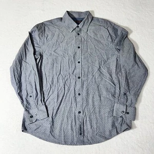 Ben Sherman Mens Size L Long Sleeve Button Up Blue Dress Shirt Dot Print - Foto 1 di 7