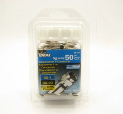 Ideal RG-6/6Q Compression F-Connectors 92-650 50pack - Image 1 of 2