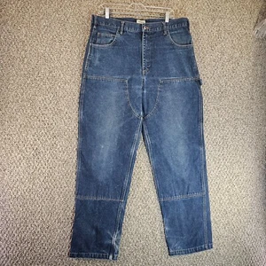 TicoMela  FR Carpenter Jeans Mens 38x32 Straight Double Knee Cat2 Blue Denim - Picture 1 of 16