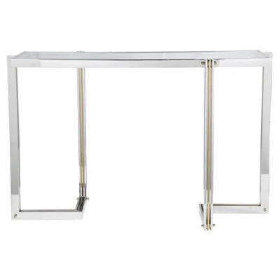 Uttermost Locke Modern Stainless Steel and Glass Console Table - Polished Nickel - Image 1 of 4